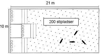 Foto 2. Slagtesvinestald med 200 stipladser i dybstrøelse indrettet i rundbuehal, grundplan
